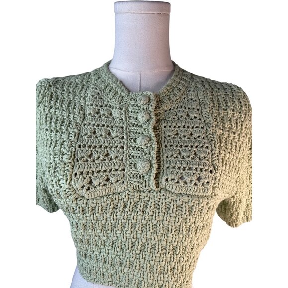 2/$30 ZARA Green Cropped Knit Cardigan S Cotton & Polyamide - Picture 10 of 13